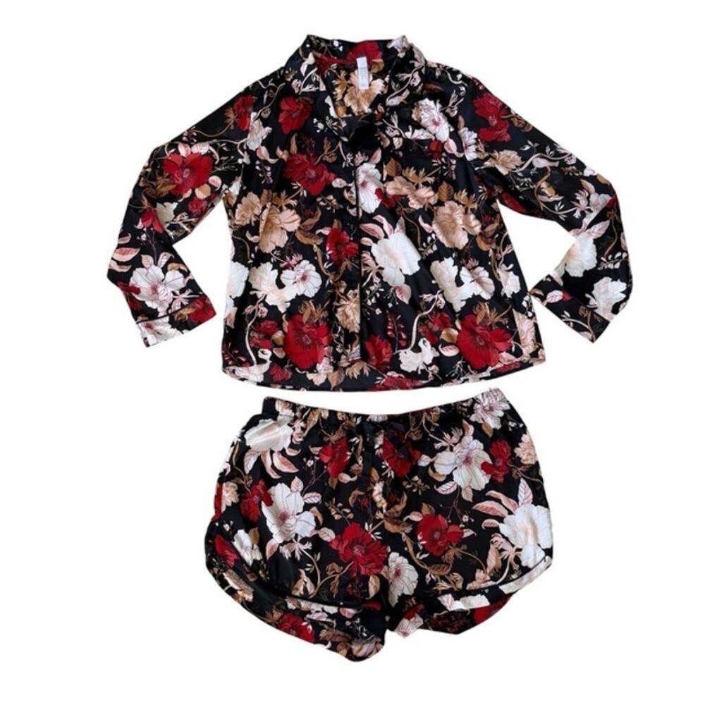 Stars Above Bold Black, Red and White Floral PJ Set - XL